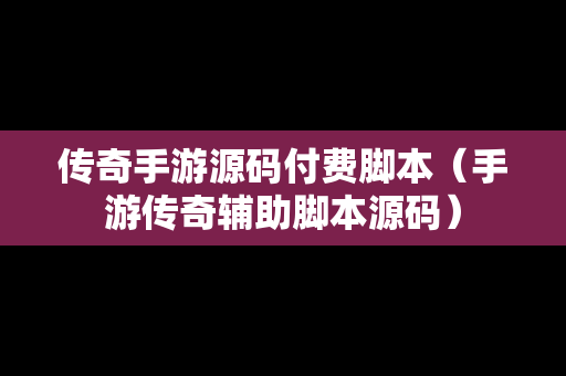 传奇手游源码付费脚本（手游传奇辅助脚本源码）