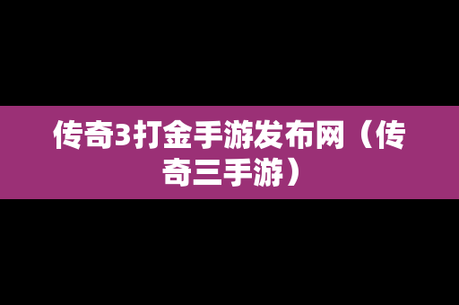 传奇3打金手游发布网（传奇三手游）