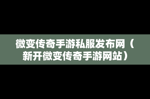 微变传奇手游私服发布网（新开微变传奇手游网站）