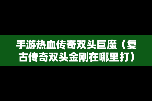 手游热血传奇双头巨魔（复古传奇双头金刚在哪里打）-第1张图片-传奇手游