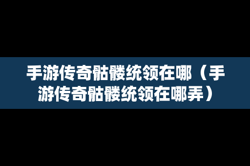 手游传奇骷髅统领在哪（手游传奇骷髅统领在哪弄）-第1张图片-传奇手游