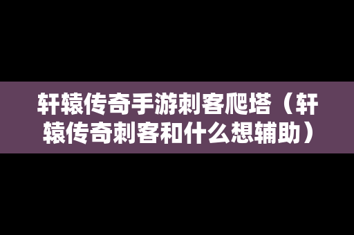 轩辕传奇手游刺客爬塔（轩辕传奇刺客和什么想辅助）