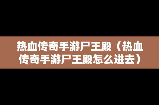 热血传奇手游尸王殿（热血传奇手游尸王殿怎么进去）