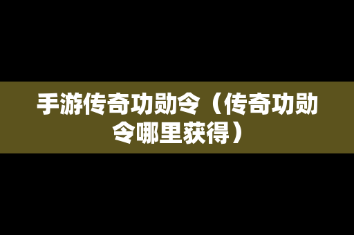 手游传奇功勋令（传奇功勋令哪里获得）-第1张图片-传奇手游