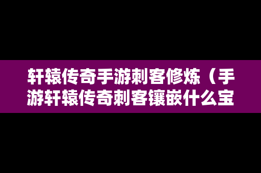 轩辕传奇手游刺客修炼（手游轩辕传奇刺客镶嵌什么宝石）