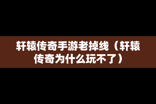 轩辕传奇手游老掉线（轩辕传奇为什么玩不了）