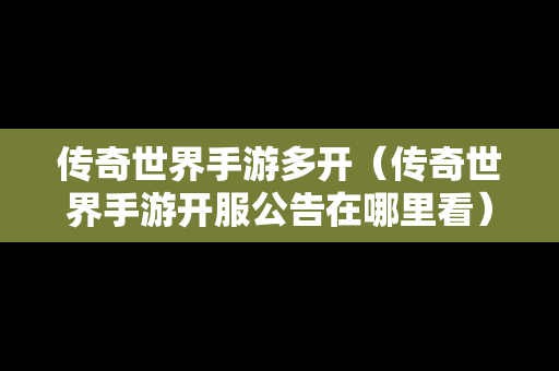 传奇世界手游多开（传奇世界手游开服公告在哪里看）