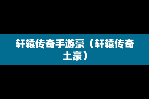 轩辕传奇手游豪（轩辕传奇土豪）