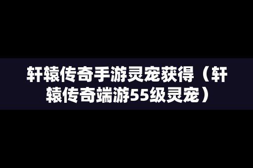 轩辕传奇手游灵宠获得（轩辕传奇端游55级灵宠）