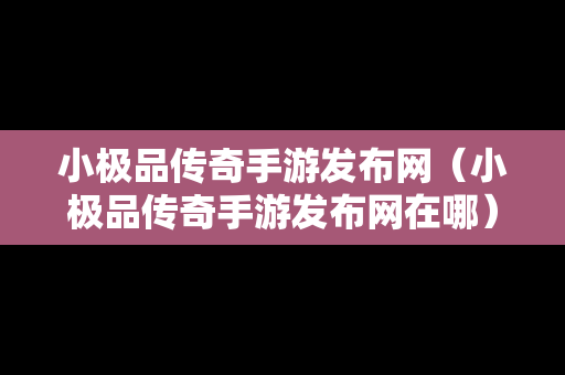 小极品传奇手游发布网（小极品传奇手游发布网在哪）