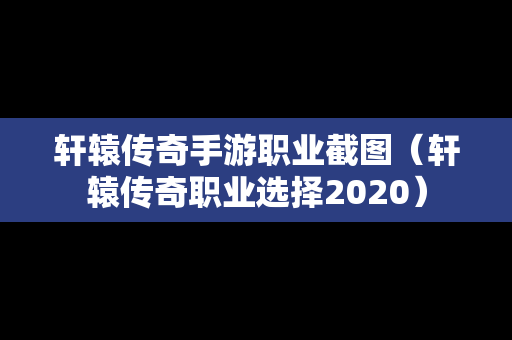 轩辕传奇手游职业截图（轩辕传奇职业选择2020）