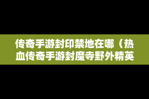 传奇手游封印禁地在哪（热血传奇手游封魔寺野外精英怪刷新时间）