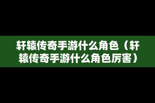 轩辕传奇手游什么角色（轩辕传奇手游什么角色厉害）