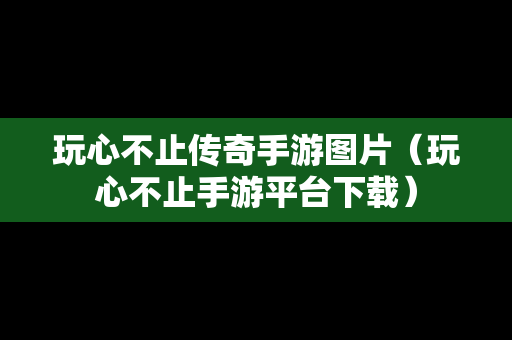 玩心不止传奇手游图片（玩心不止手游平台下载）