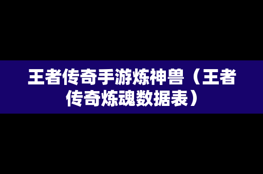 王者传奇手游炼神兽（王者传奇炼魂数据表）