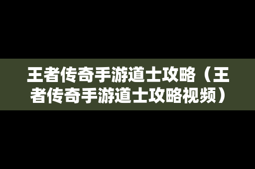 王者传奇手游道士攻略（王者传奇手游道士攻略视频）