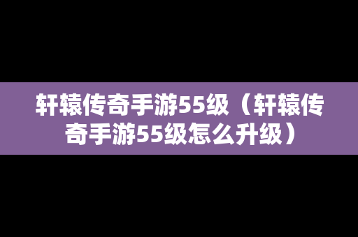 轩辕传奇手游55级（轩辕传奇手游55级怎么升级）