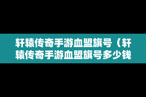 轩辕传奇手游血盟旗号（轩辕传奇手游血盟旗号多少钱）