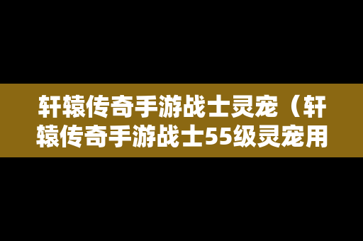 轩辕传奇手游战士灵宠（轩辕传奇手游战士55级灵宠用什么）