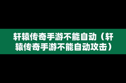 轩辕传奇手游不能自动（轩辕传奇手游不能自动攻击）