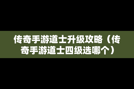 传奇手游道士升级攻略（传奇手游道士四级选哪个）