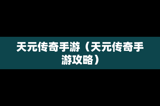 天元传奇手游（天元传奇手游攻略）